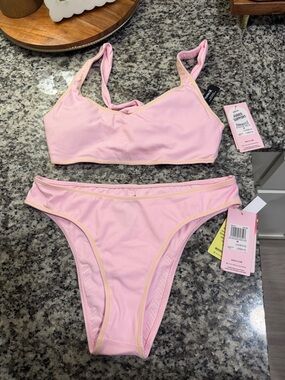 Hurley Pink Bikini Set with Yellow Trim